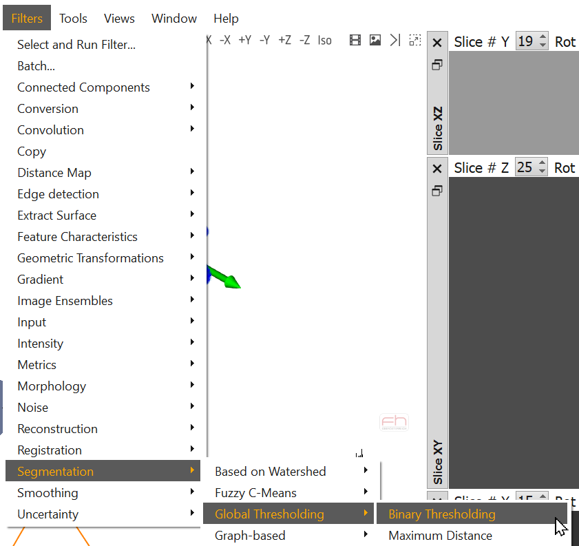 Step 2 - Binary thresholding filter menu entry