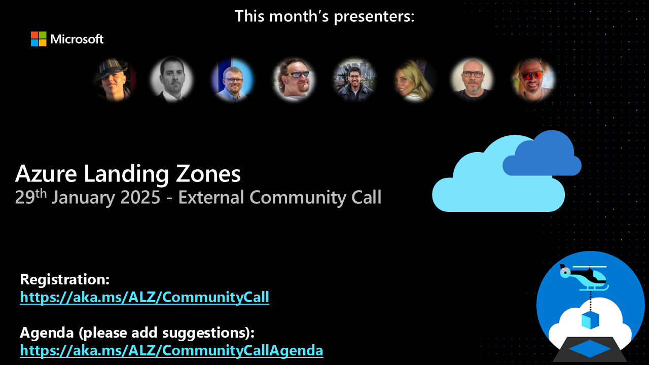 Screenshot of Azure Landing Zones Community Call from January 2025 recording on YouTube