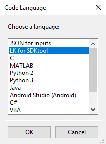 Choose LK for SDKtool