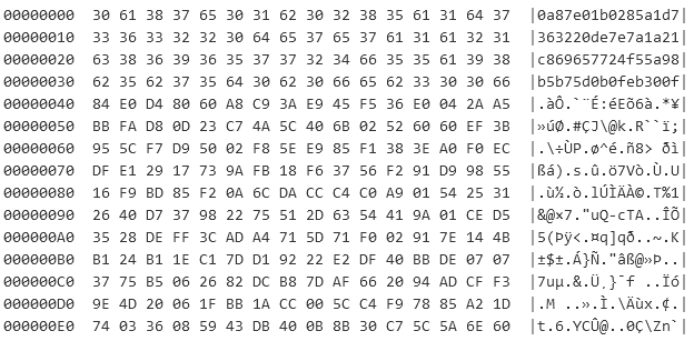 Hexdump of the first 240 bytes