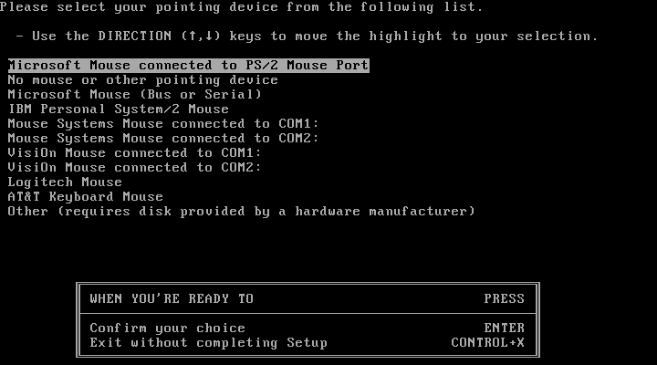 Windows 2.03 SETUP MOUSE