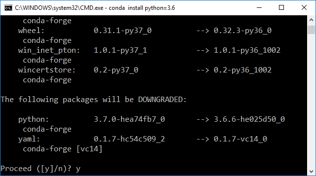 Downgrade Python