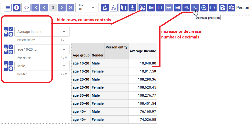 OpenM++ UI: microdata aggregation view