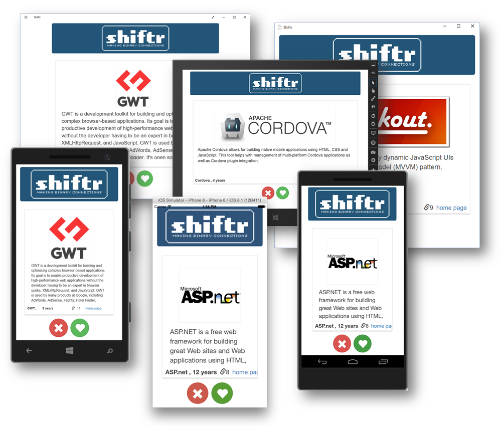 Shiftr Running on Multiple Platforms