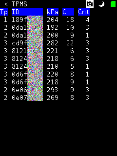 PortaPack TPMS receiver recents view