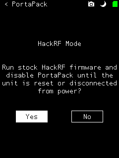 PortaPack HackRF mode message