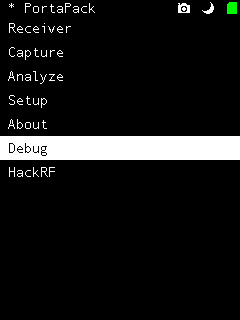 PortaPack debug menu item