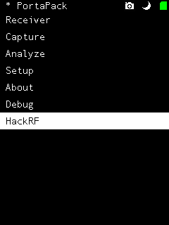 PortaPack HackRF menu item