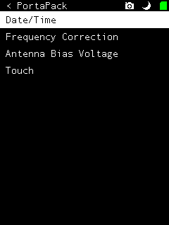 PortaPack date/time setup menu item